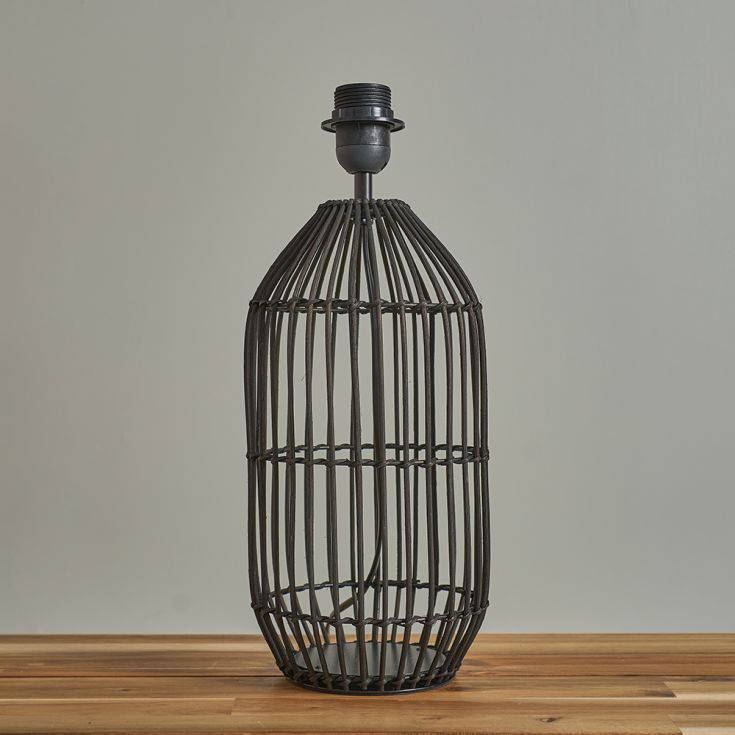 Hollins Large Matt Black Rattan Table Lamp - Comet Lighting