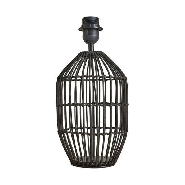 Hollins Small Matt Black Rattan Table Lamp - Comet Lighting