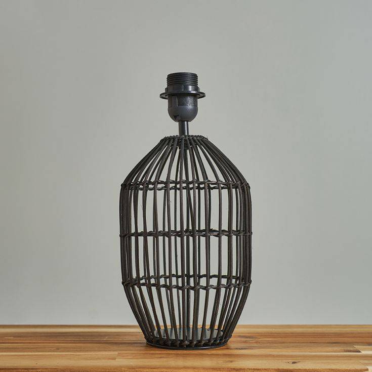 Hollins Small Matt Black Rattan Table Lamp - Comet Lighting