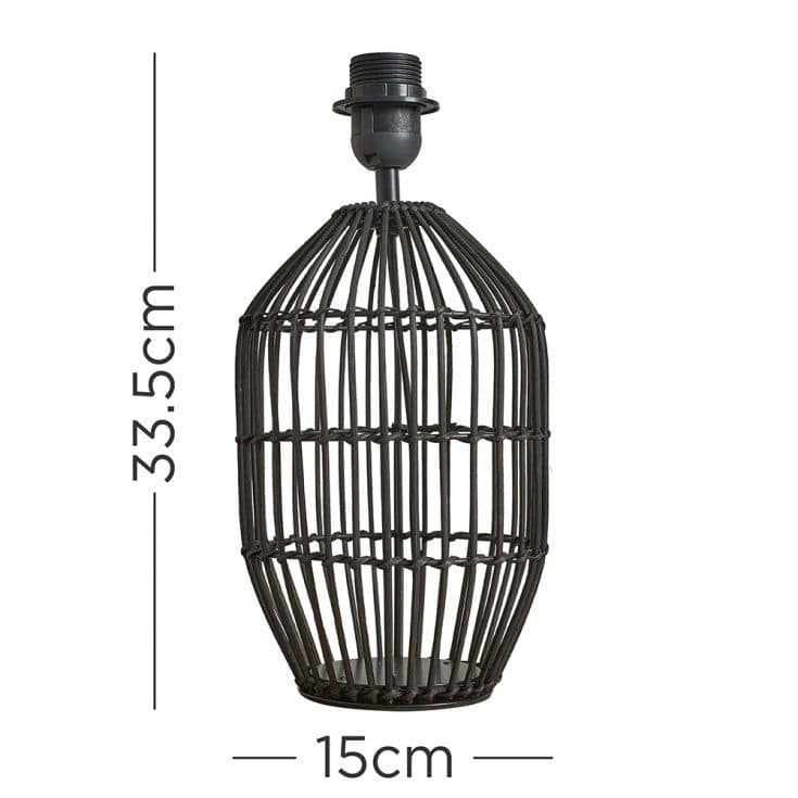 Hollins Small Matt Black Rattan Table Lamp - Comet Lighting