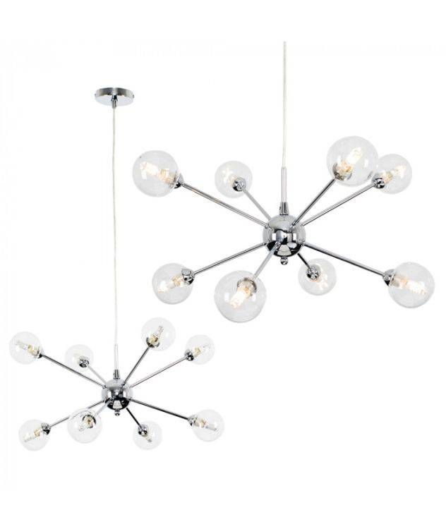 ICONIC Sputnik Chrome 8 Way Ceiling Light Glass Shades - Comet Lighting