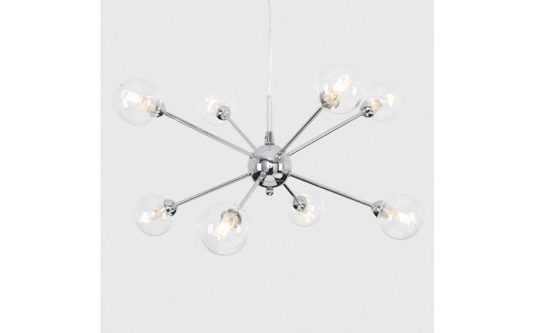 ICONIC Sputnik Chrome 8 Way Ceiling Light Glass Shades - Comet Lighting