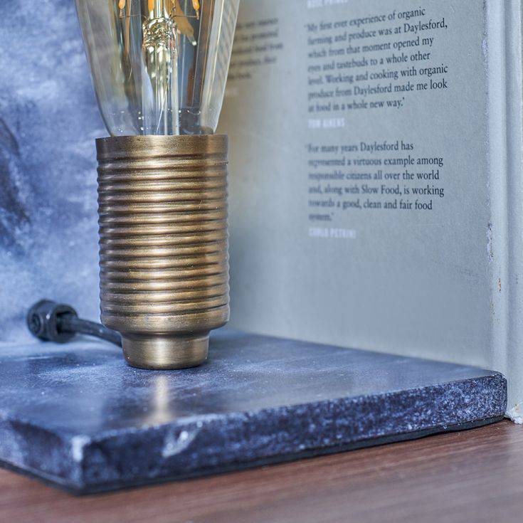 Idris Grey Marble and Brass Book End Style Table Lamp - Comet Lighting