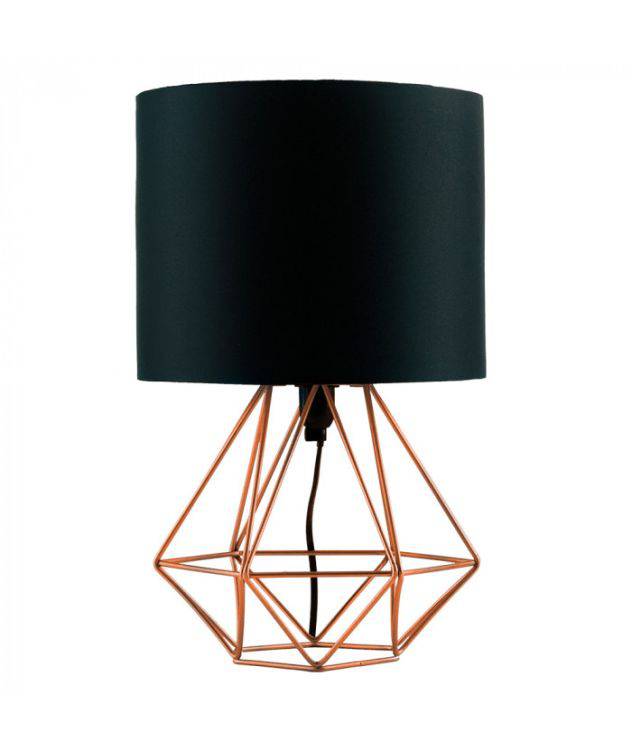 Industrial Style Angus Geometric Base Table Lamp with Coloured Shade-Copper - Comet Lighting