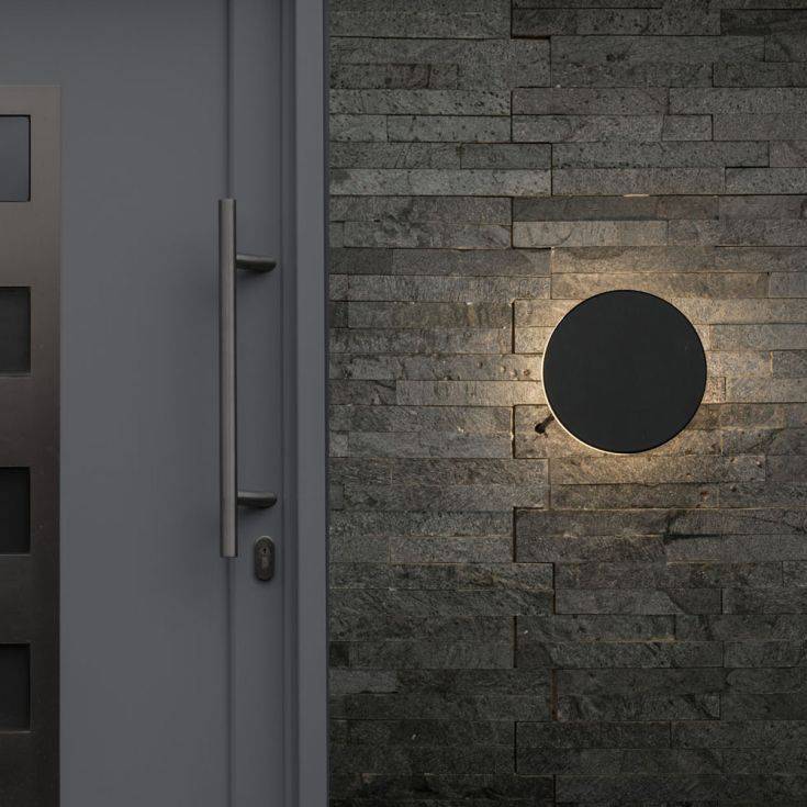 Infinity IP44 LED Backlit Circle Wall Light In Matte Black - Comet Lighting