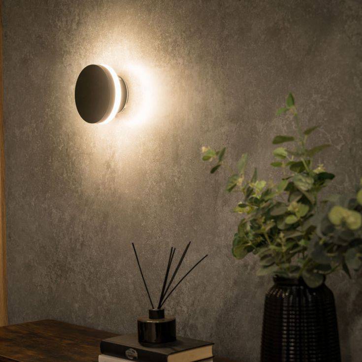 Infinity IP44 LED Backlit Circle Wall Light In Matte Black - Comet Lighting