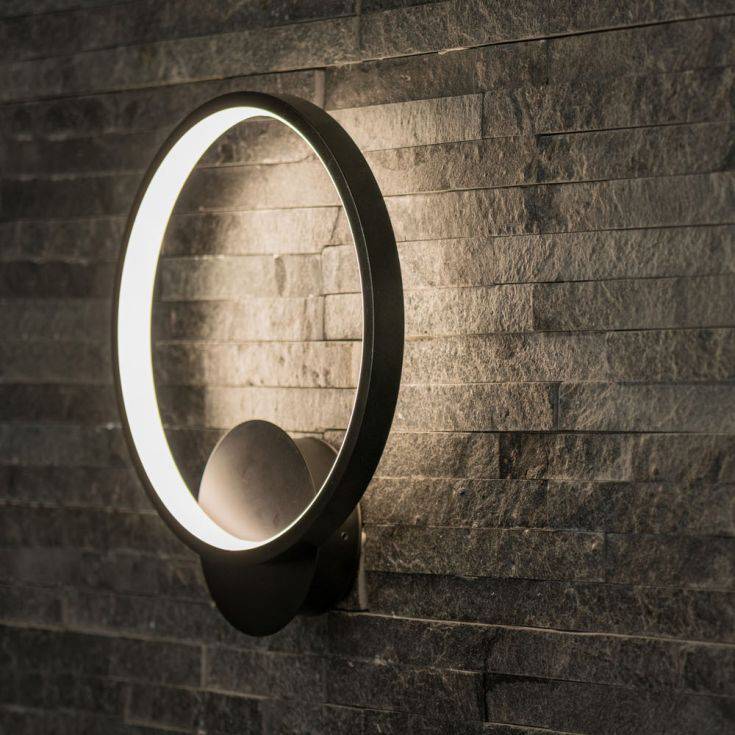 Infinity IP44 LED Circle Wall Light In Matte Black - Comet Lighting