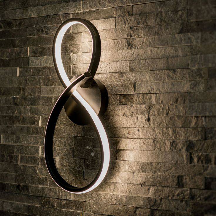 Infinity IP44 LED Swirl Wall Light In Matte Black - Comet Lighting