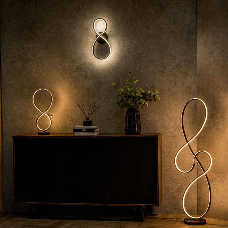 Infinity IP44 LED Swirl Wall Light In Matte Black - Comet Lighting