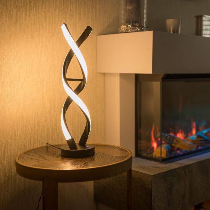 Infinity LED Double Twist Touch Table Lamp In Matte Black - Comet Lighting