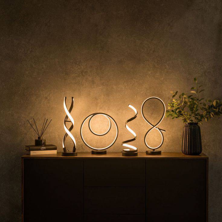 Infinity LED Double Twist Touch Table Lamp In Matte Black - Comet Lighting