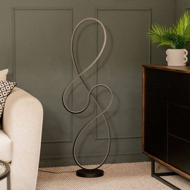 Infinity LED Swirl Floor Lamp In Matte Black - Comet Lighting