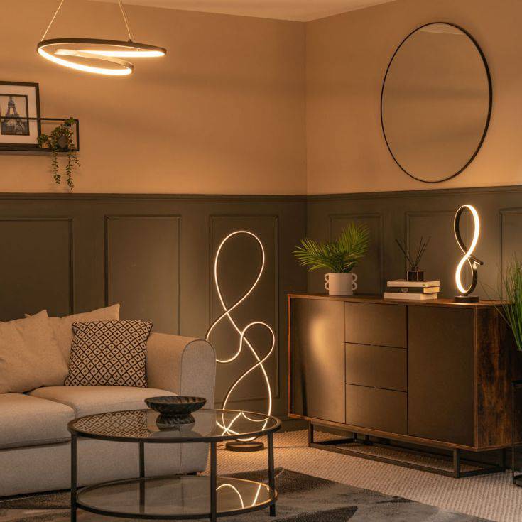 Infinity LED Swirl Floor Lamp In Matte Black - Comet Lighting