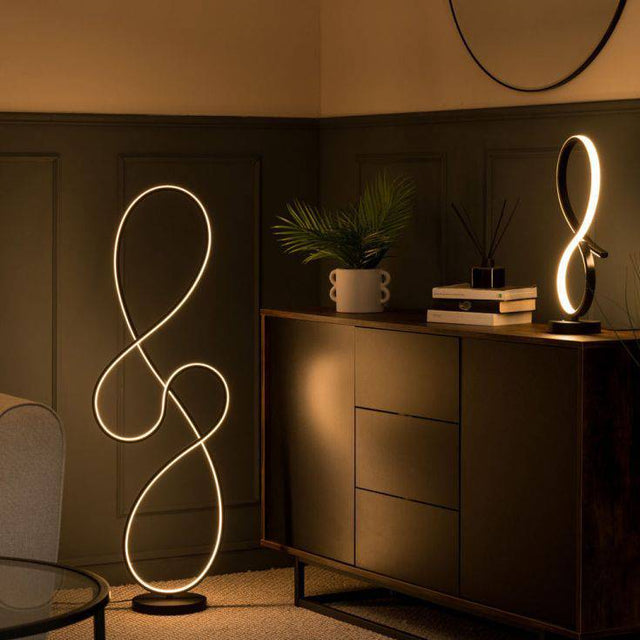 Infinity LED Swirl Floor Lamp In Matte Black - Comet Lighting