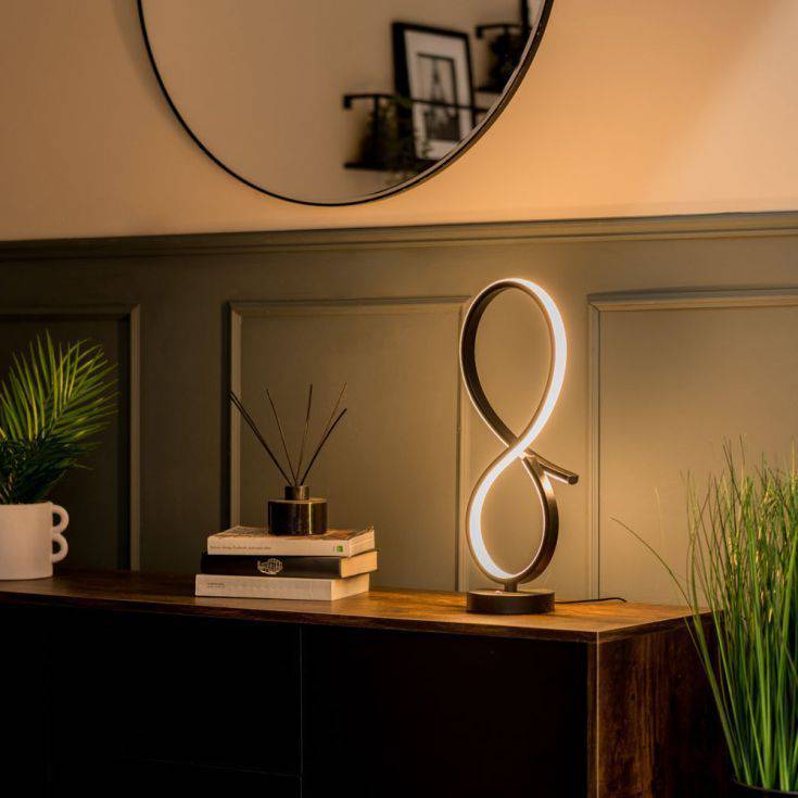 Infinity LED Swirl Touch Table Lamp In Matte Black - Comet Lighting