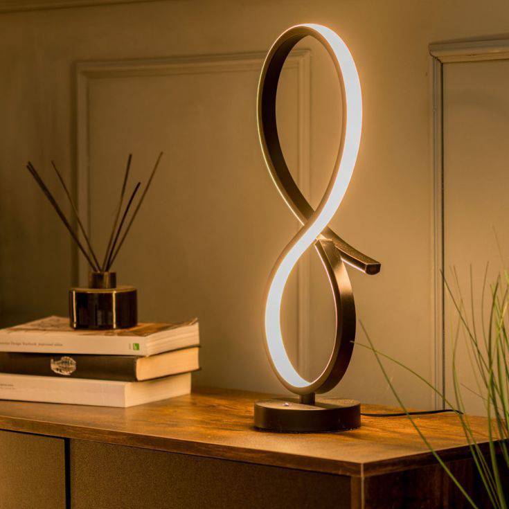 Infinity LED Swirl Touch Table Lamp In Matte Black - Comet Lighting