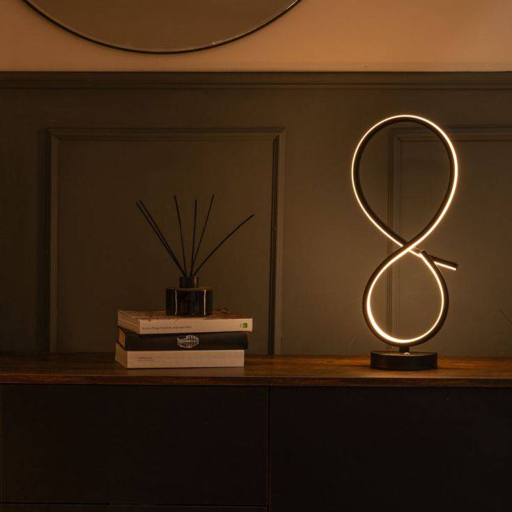 Infinity LED Swirl Touch Table Lamp In Matte Black - Comet Lighting