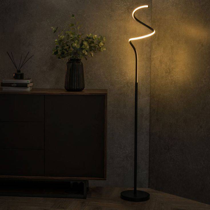 Infinity Matt Black 12w LED Spiral Floor Lamp - Comet Lighting