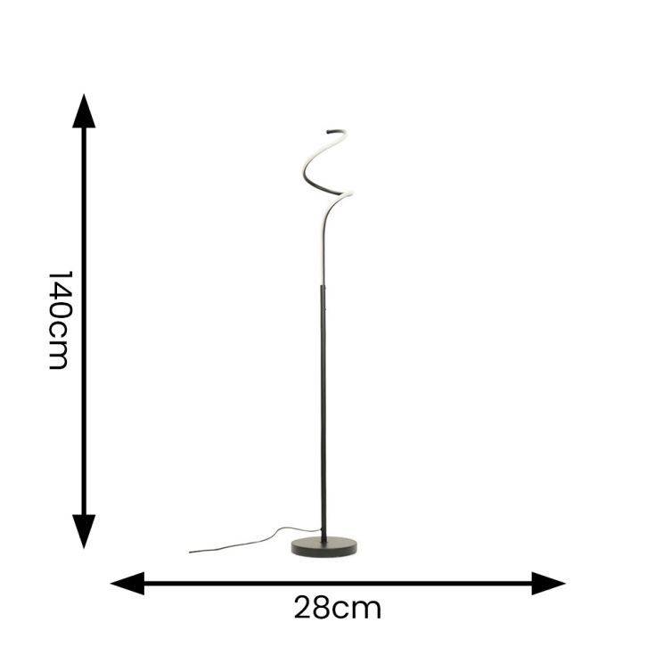 Infinity Matt Black 12w LED Spiral Floor Lamp - Comet Lighting