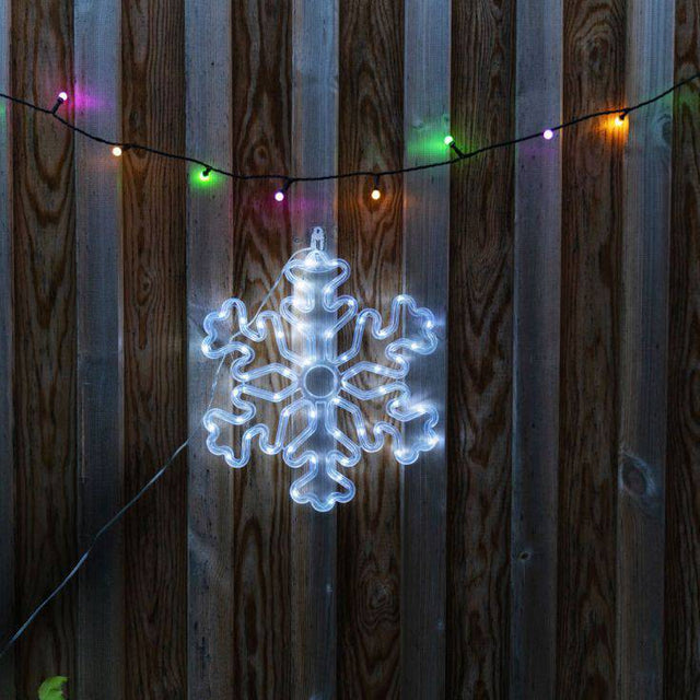 IP44 30cm Snowflake With 50 Cool White Lights - Comet Lighting