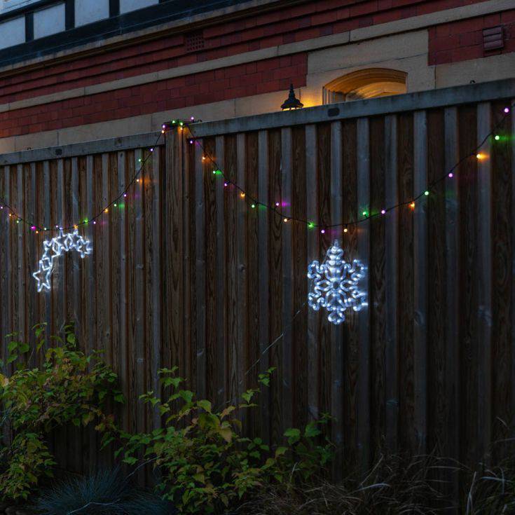 IP44 30cm Snowflake With 50 Cool White Lights - Comet Lighting