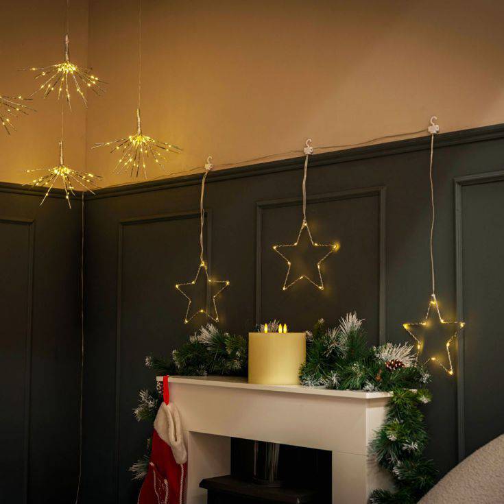 IP44 80cm Curtain Light With 3 X 20cm Hanging Stars - Comet Lighting