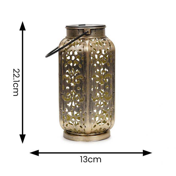 IP44 Antique Brass Solar Powered Moroccan Lantern - Comet Lighting