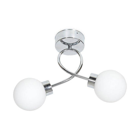 IP44 Chrome Twist Bathroom Ceiling Light With Glass Opal Shade - Comet Lighting