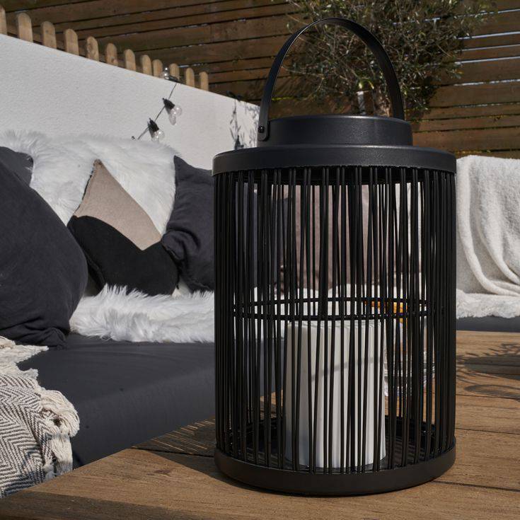 IP44 Cylindrical Wire Basket With Battery Operated LED Candle - Comet Lighting