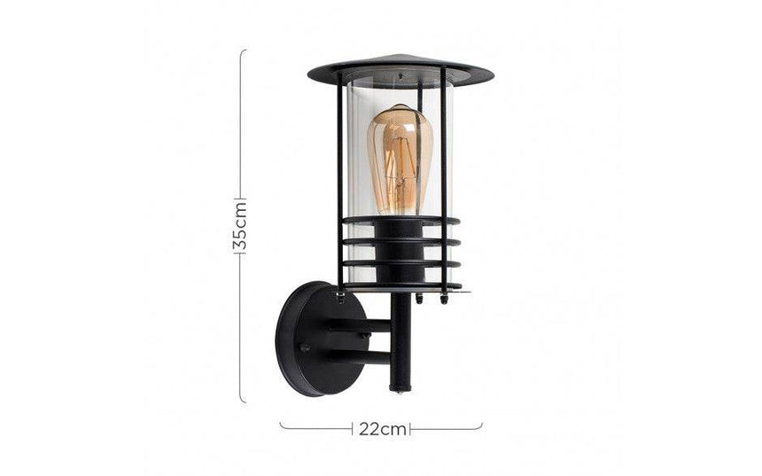 IP44 Dorset Wall Lantern Black - Comet Lighting