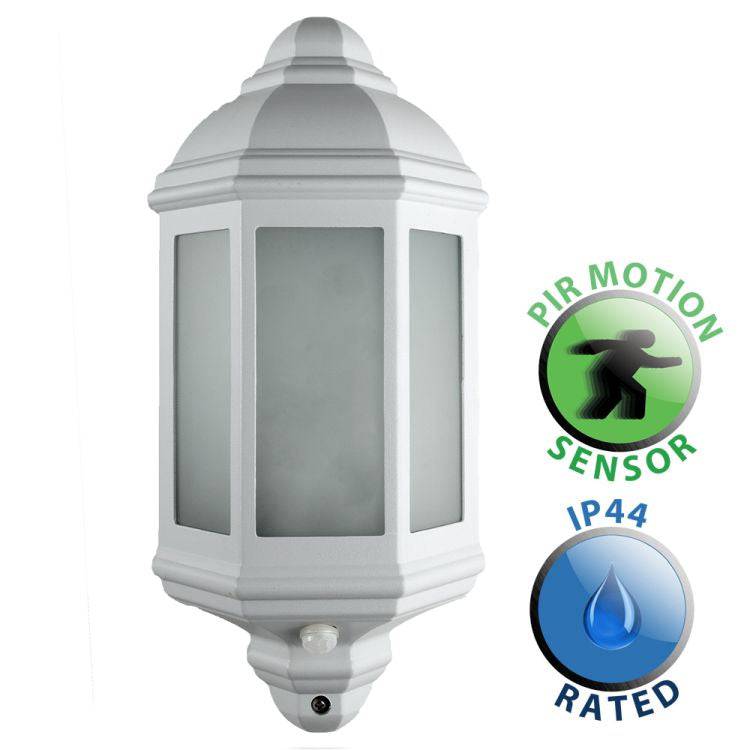 IP44 Kayleigh Outdoor Wall Lantern PIR White - Comet Lighting