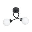 IP44 Matt Black Twist Bathroom Ceiling Light With Glass Opal Shade - Comet Lighting