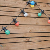 IP44 Multi-coloured 11.7m 30 Light Black Festoon Lights With Warm White LEDs - Comet Lighting