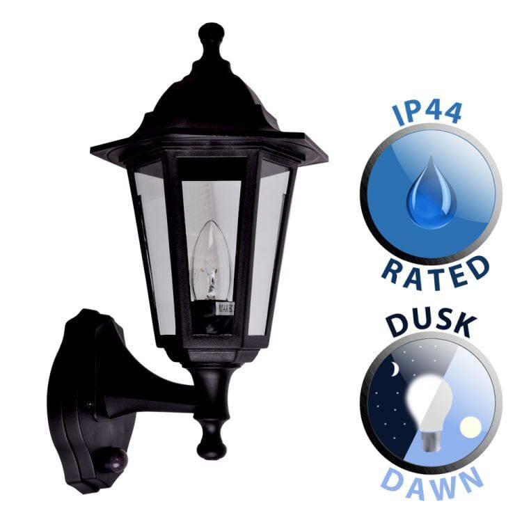 IP44 Outdoor Wall Lantern Dusk to Dawn Sensor - Comet Lighting