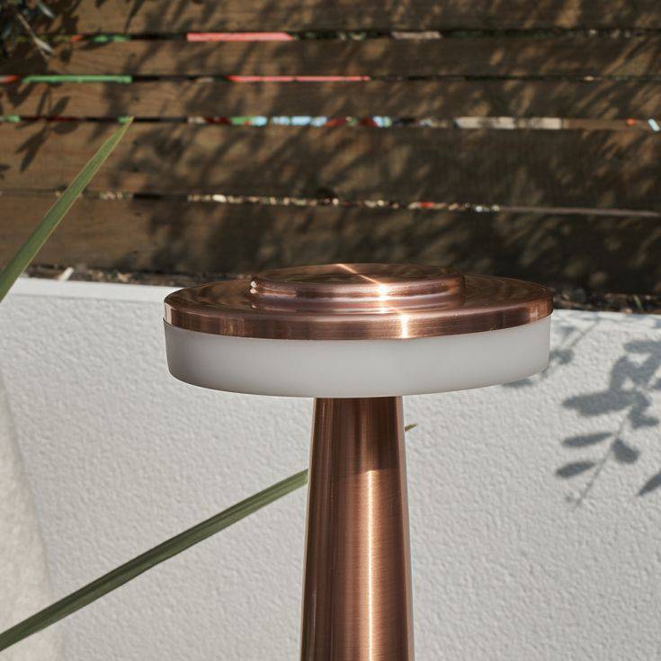 IP44 Talence Copper LED Rechargeable Touch Table Lamp - Comet Lighting