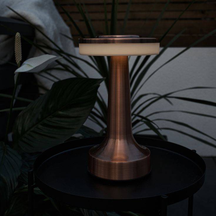 IP44 Talence Copper LED Rechargeable Touch Table Lamp - Comet Lighting