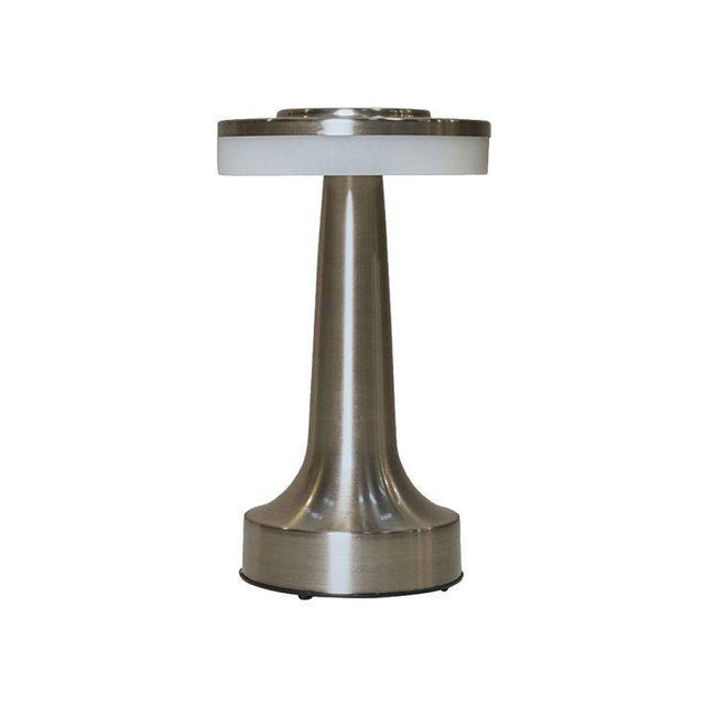 IP44 Talence Satin Nickel LED Rechargeable Touch Table Lamp - Comet Lighting