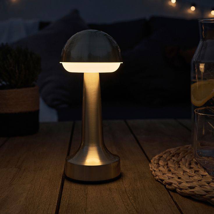 IP44 Troy Brass LED Rechargeable Touch Table Lamp - Comet Lighting