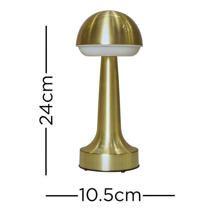 IP44 Troy Brass LED Rechargeable Touch Table Lamp - Comet Lighting