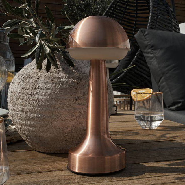 IP44 Troy Copper LED Rechargeable Touch Table Lamp - Comet Lighting