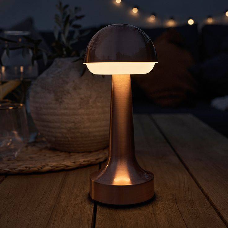 IP44 Troy Copper LED Rechargeable Touch Table Lamp - Comet Lighting