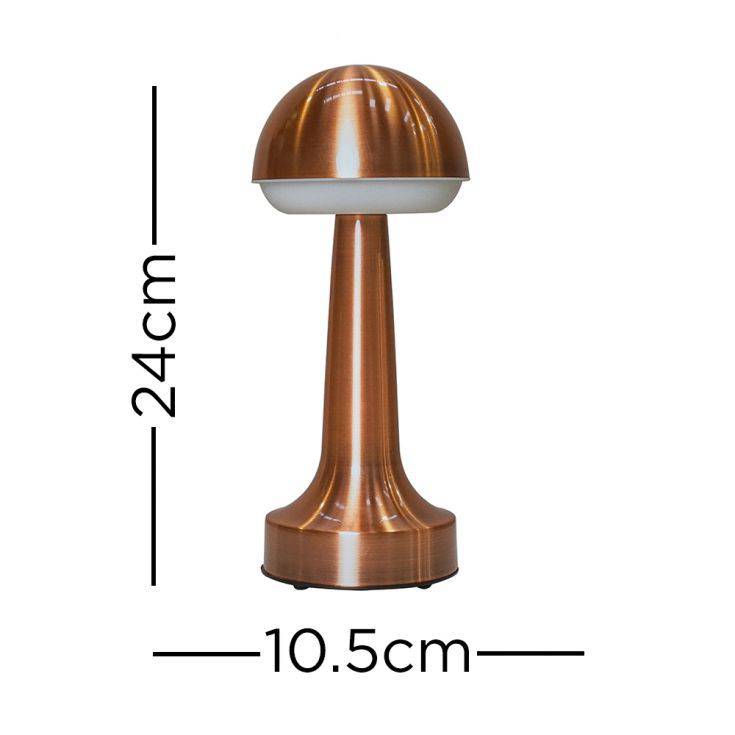 IP44 Troy Copper LED Rechargeable Touch Table Lamp - Comet Lighting