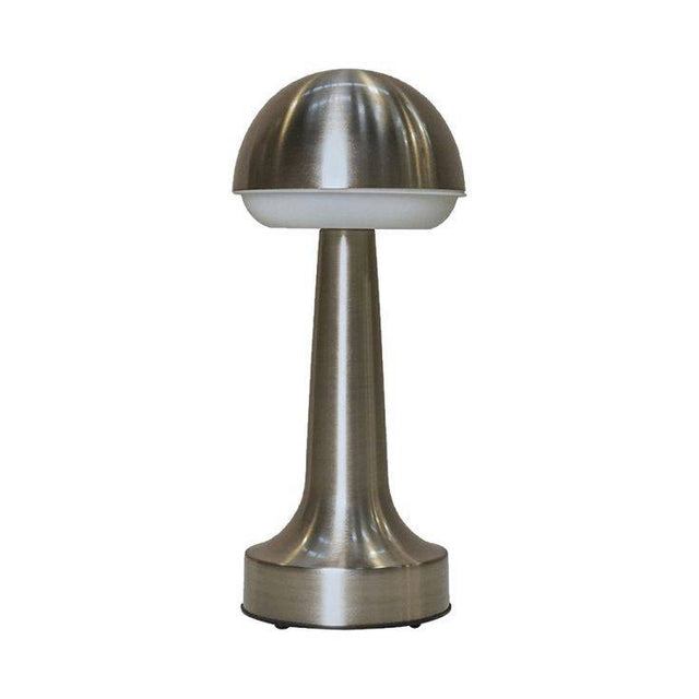 IP44 Troy Satin Nickel LED Rechargeable Touch Table Lamp - Comet Lighting