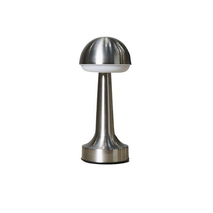 IP44 Troy Satin Nickel LED Rechargeable Touch Table Lamp - Comet Lighting