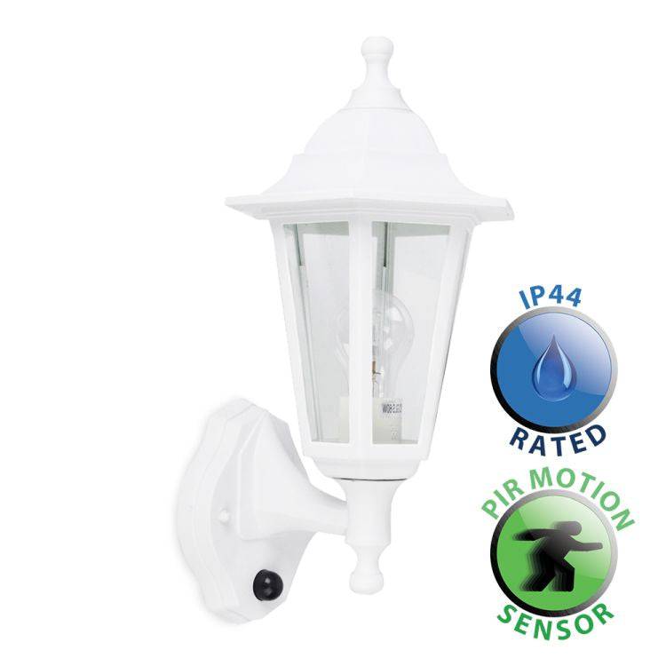 IP44 White Outdoor Wall Lantern PIR - Comet Lighting