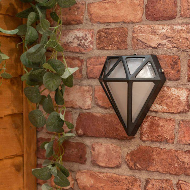 IP64 12w LED Matt Black Diamond Outdoor And Bathroom Wall Light - Comet Lighting