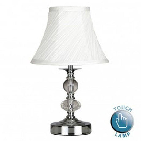 Jaigier Chrome Touch Table Lamp Pleated Shade - Comet Lighting