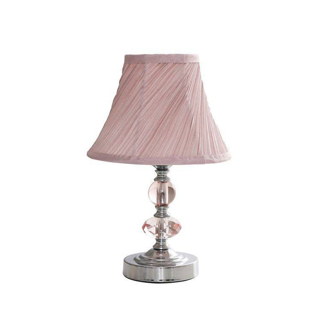 Jaigier Chrome Touch Table Lamp With Pink Pleated Shade - Comet Lighting