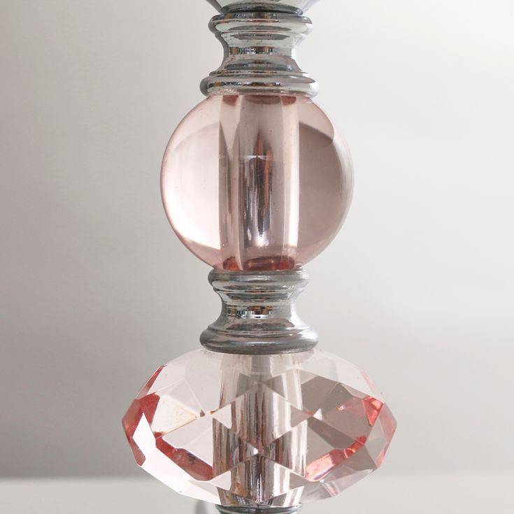 Jaigier Chrome Touch Table Lamp With Pink Pleated Shade - Comet Lighting