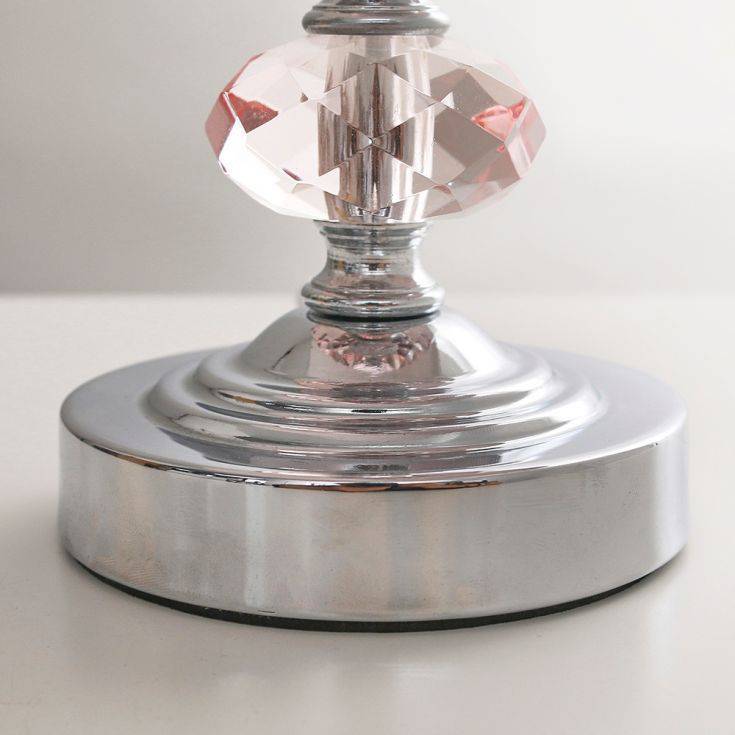 Jaigier Chrome Touch Table Lamp With Pink Pleated Shade - Comet Lighting